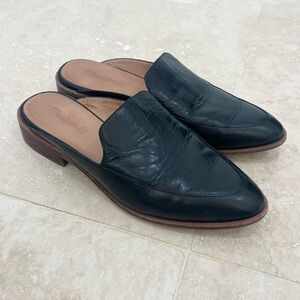 Madewell The Frances Loafer Mule Black Leather Shoes - Size 7.5